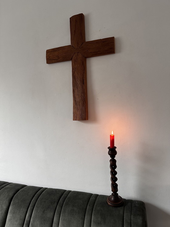 Image 1 of Monumental solid wooden cross – a simple sculptural object with patina