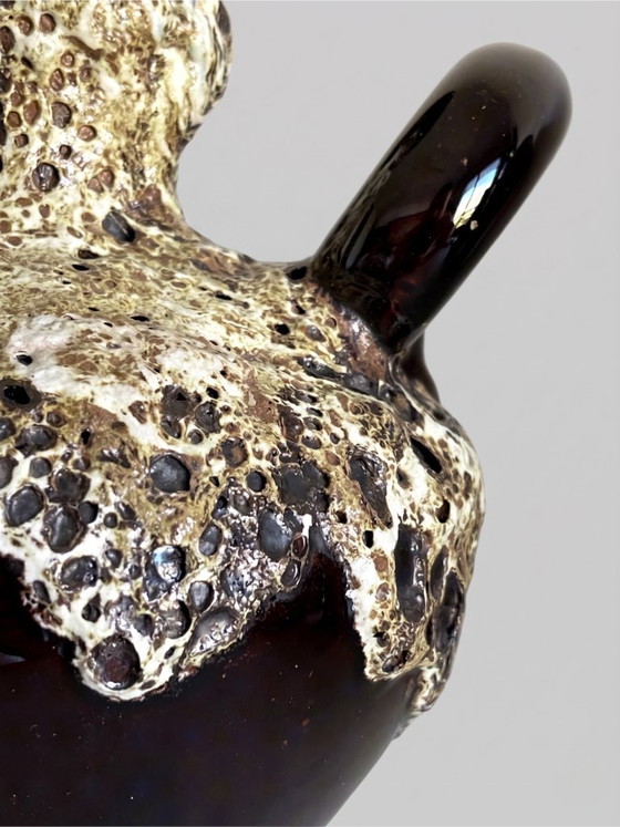 Image 1 of Grande vaso in ceramica Vallauris con manici, decorazione a smalto "lava", anni '60-'70.