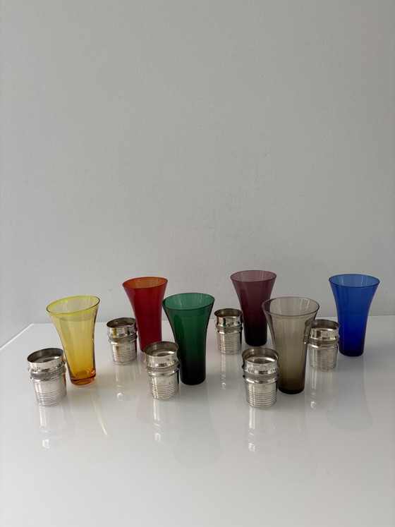 Set di 6 bicchieri da aperitivo Boussu con supporti argentati | Mid-Century Modern | Belgio (photo 12 of 15)