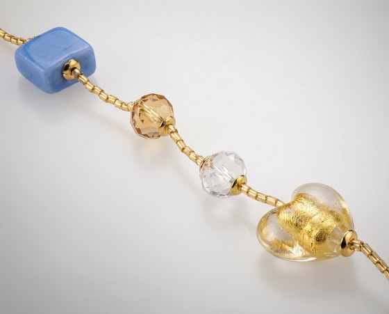 Image 1 of Halsketting van Murano-glas met 24-karaats bladgoud – Gecertificeerd – 86 cm