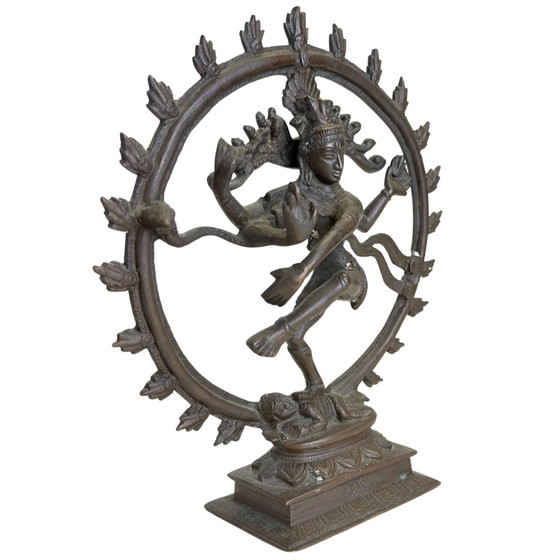 Massive Bronze Shiva Nataraja Skulptur - Indien - Kosmischer Tanz – Bildhauerei (photo 2 of 10)