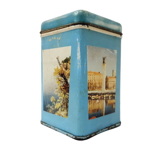 Scatola di latta vintage sovietica, tè georgiano