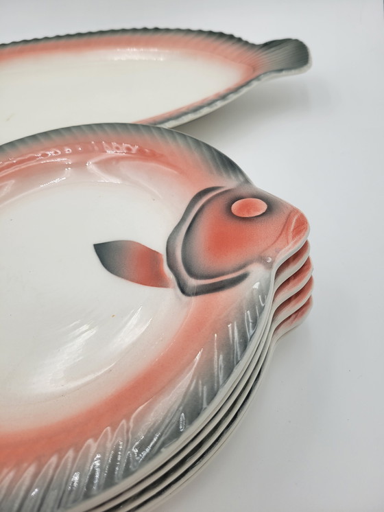 Image 1 of Service À Poisson En Porcelaine Vintage Digoin