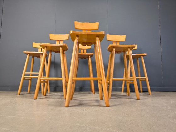 Image 1 of Sgabelli da bar brutalisti di metà secolo, anni '60 - set da 6