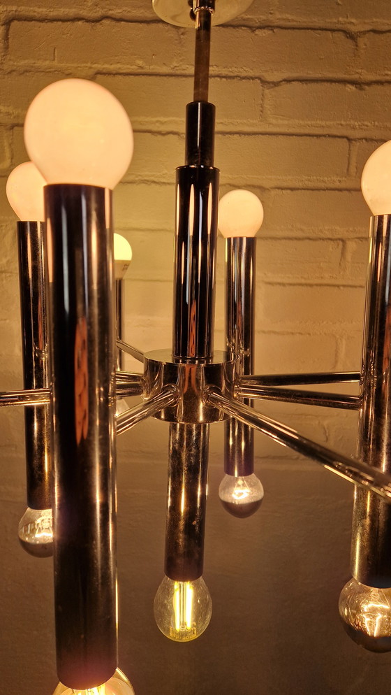 Image 1 of Verchromte Pendelleuchte von Gaetano Sciolari für Boulanger, 1960