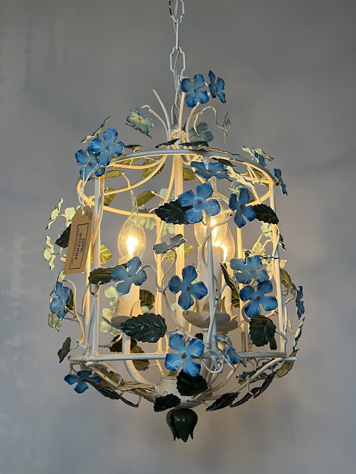 Vintage Italian Floral Pendant Lamp Chandelier Lantern