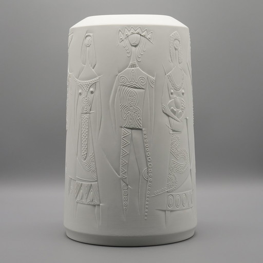 Rare CUNO FISCHER Hutschenreuther Bisque Porcelain Floor Vase 1969 H33cm D21cm