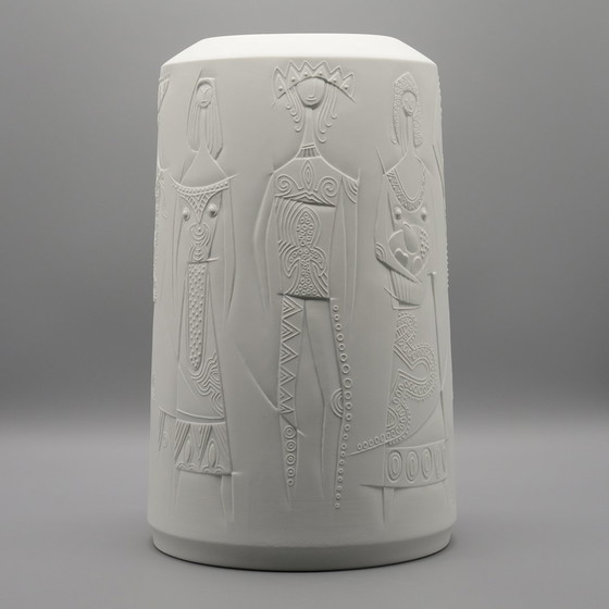 Image 1 of Rare CUNO FISCHER Hutschenreuther Bisque Porcelain Floor Vase 1969 H33cm D21cm
