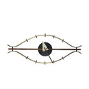 Mcm - Wall clock - Eye shaped - Brass and wood - Fitted with new mechanism