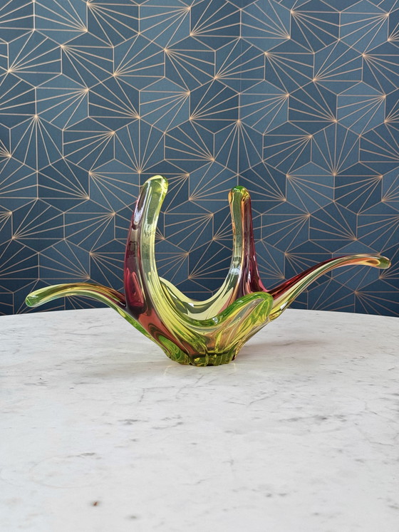 Image 1 of Grande centrotavola in vetro di Murano all'uranio di Seguso, Italia, anni '50-'60 — 50 cm