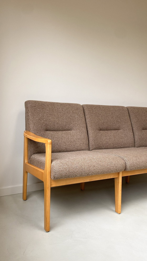 Image 1 of Vintage Wooden Sitting Area 3 Seater Sofa and 2 Armchairs