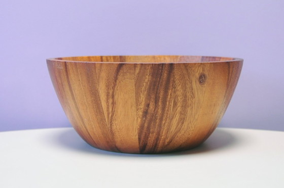 Vintage large wooden bowl, Brown, Scandinavian (photo 3 of 5)
