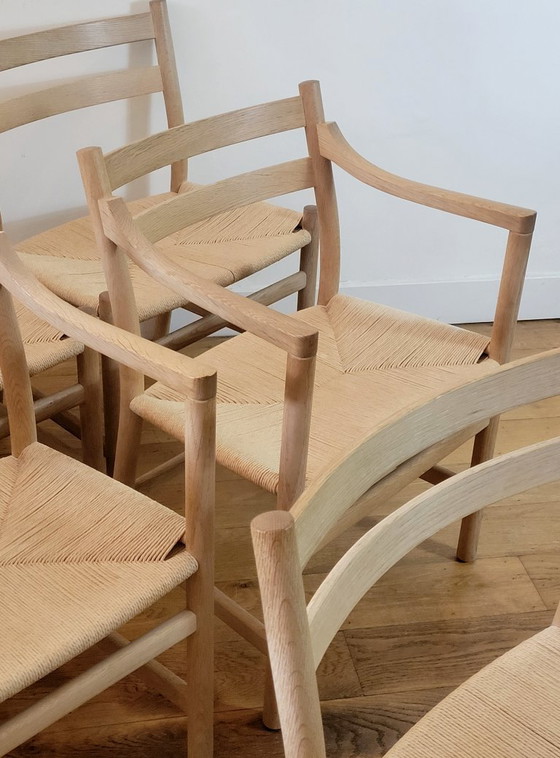 Image 1 of Juego de 6 sillas de comedor modelos CH46 y CH47 de Hans J. Wegner.
