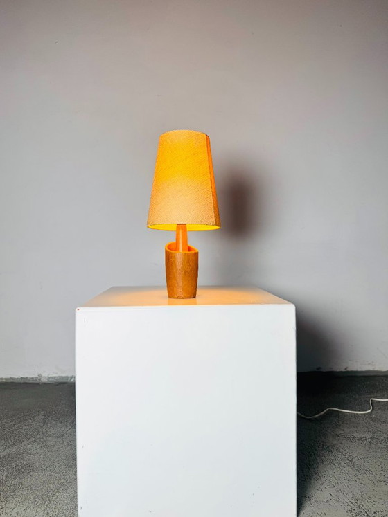Model 2020 Cylindrical Desk Lamp in Wood by Markslöjd AB, Sweden, 1960s – Table lamps, Textile (photo 7 of 7)