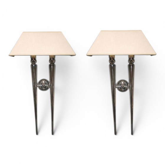 Image 1 of L. Bellini Vintage Design Wandlampen Set – Gemaakt in Italië, Chroom, Hotelstijl
