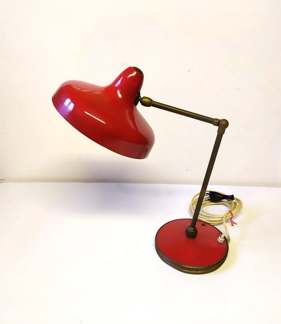 Image 1 of Lampada da tavolo rossa Arredoluce, anni '50