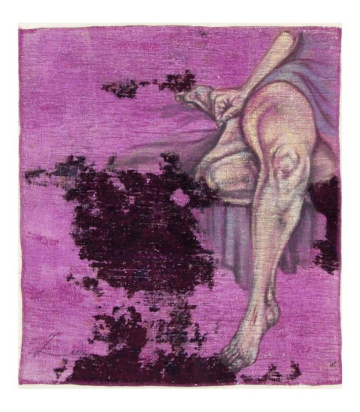 Alfombra Oriental Anudada a Mano Vintage Art Diseño Clásico y Relieve 118 x 106 cm Rosa, Multicolor