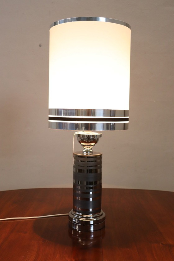 Image 1 of Lampe de table en céramique et chrome, Italie, années 1970