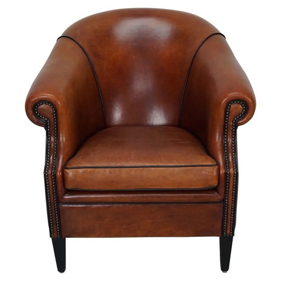 Image 1 of Vintage Nederlandse cognackleurige leren clubfauteuil