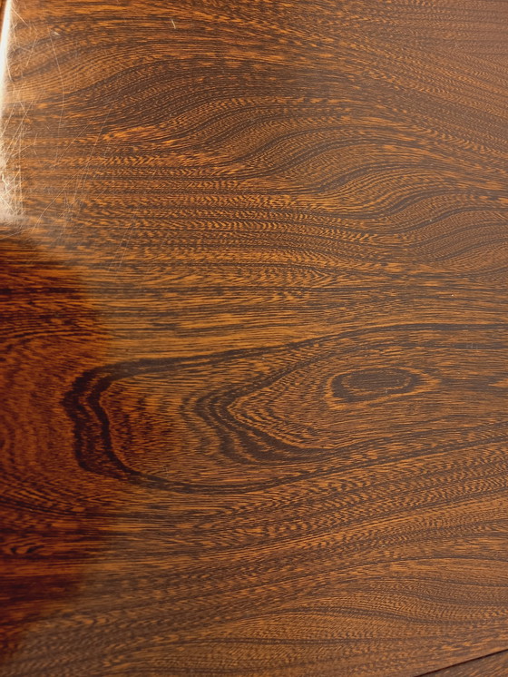 Image 1 of 60s-70s vintage Baumann elm wood oval dining table with extensions