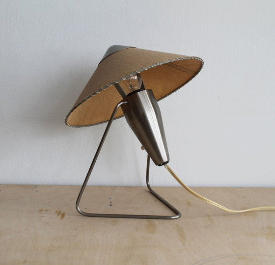 Číňanka" Table Lamp by Helena Frantová, Czechoslovakia 1953 – Paper, polished steel (photo 6 of 13)