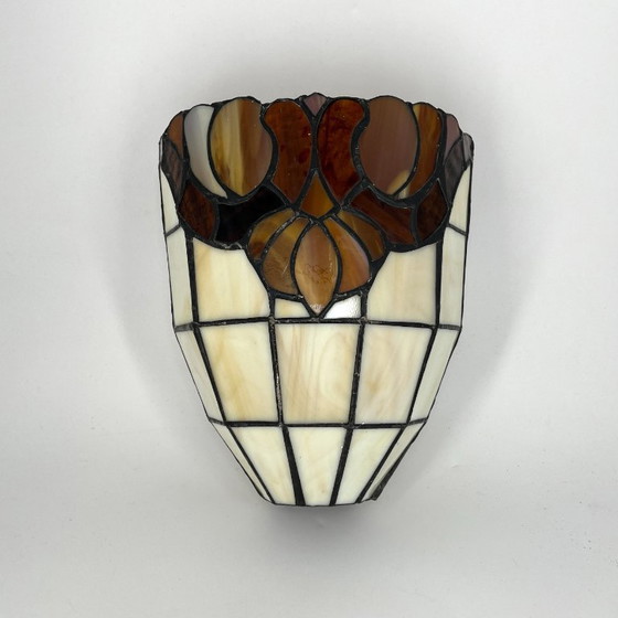 Image 1 of 2 vintage wall lamps in Tiffany style – leaded glass / Art Nouveau Revival