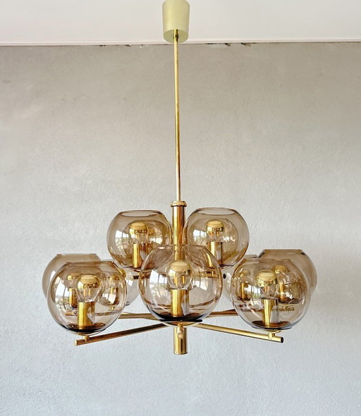 Lampe suspendue vintage en verre fumé
