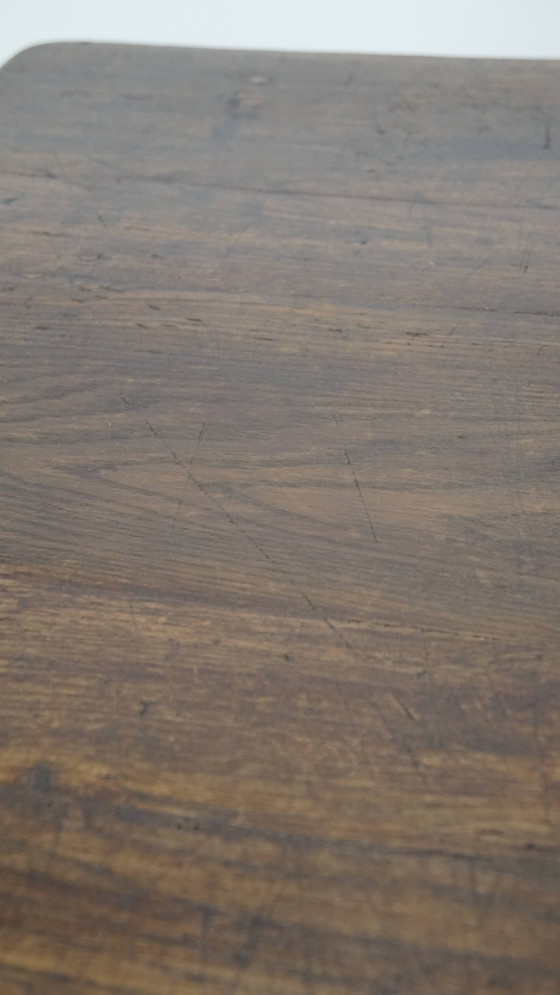 Image 1 of Antique early 19th century French dining table made of oak with 1 drawer