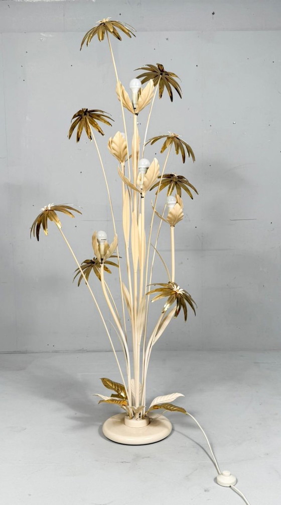 Image 1 of Lámpara de pie floral, estilo Hollywood Regency, años 70