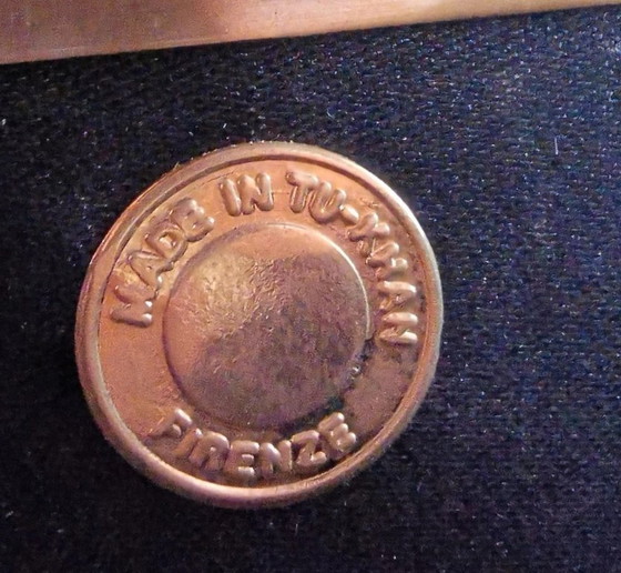 Image 1 of Tu Khan Firenze - 1980s Sculptural Brass Handle Box Bag RARE