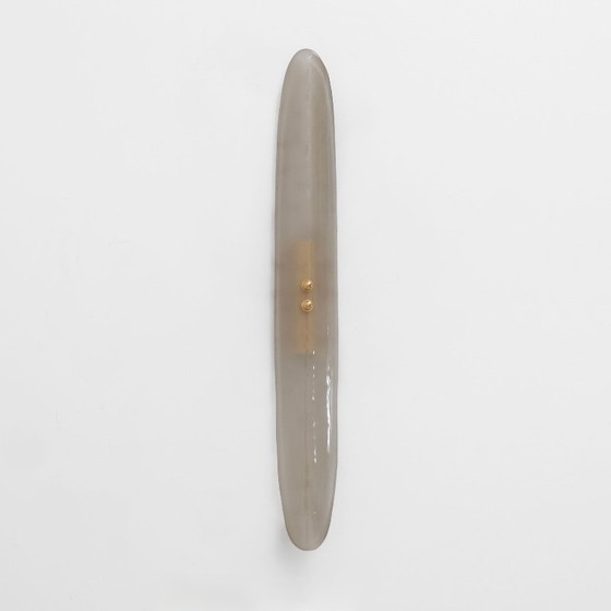 Image 1 of Pair of Fontana Arte Style Mid-century Modern Smoke Murano Glass Sconces