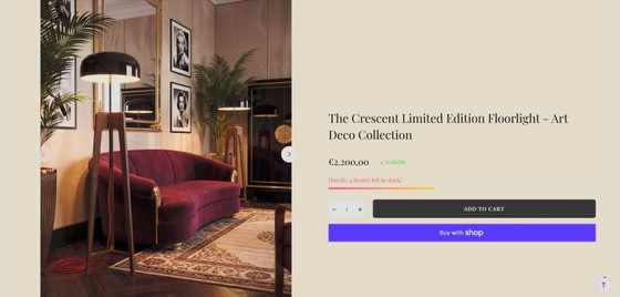 Image 1 of Club de Lumen „The Crescent“ Limited Edition Stehleuchten – Art-Deco-Kollektion – 1 Set mit 2 Stück
