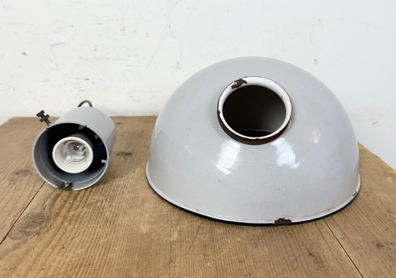 Image 1 of Suspension industrielle en émail gris, années 1960