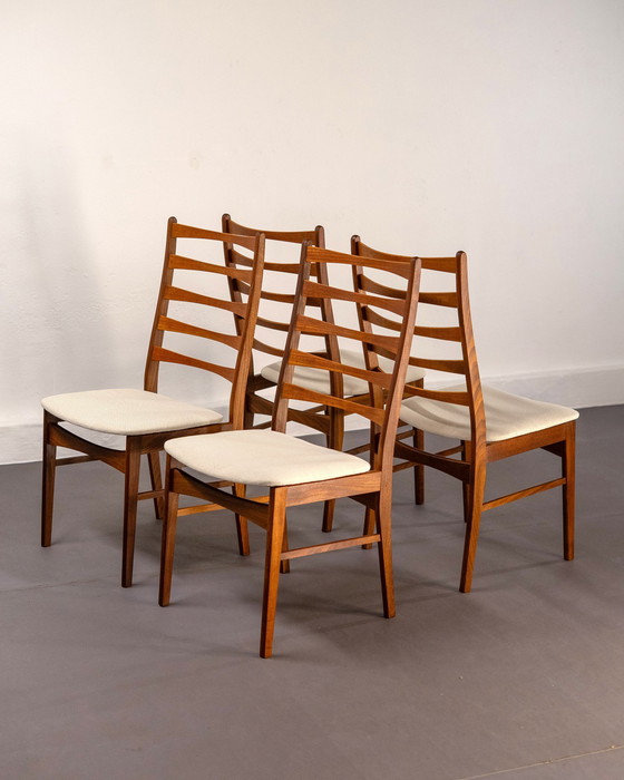 Image 1 of 6x Danish Dining Chairs made of Solid Teak and Beige Upholstery
