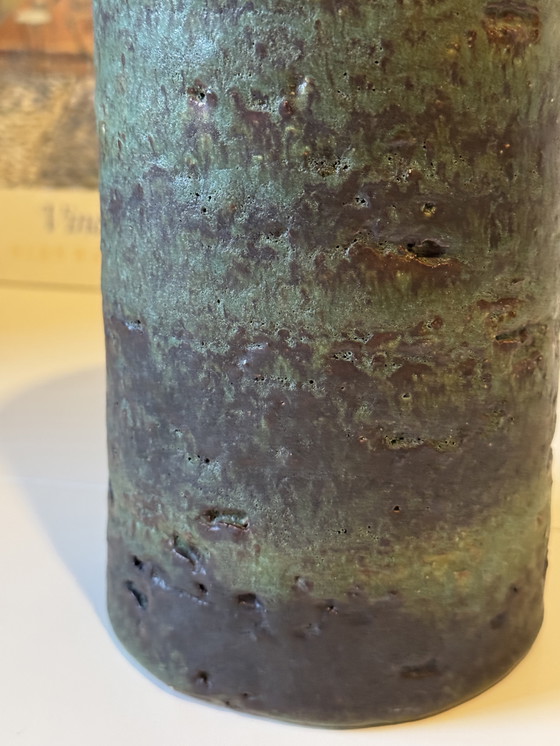 Image 1 of Vintage groene keramiek vaas - studio pottery