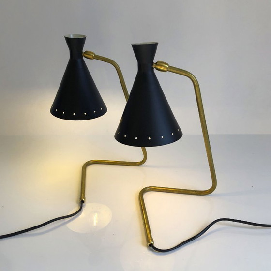 Image 1 of Een paar Cocotte-lampen, design uit de jaren 1950.