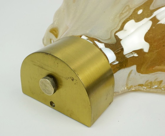 Image 1 of no. 2 of 2 - mid century modern SCONCE wall lamp lustrous glass shell shape hollywood regency style