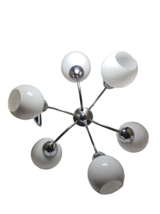 Art Deco Style Chandelier, Poland, 1960s – Glass, Metal (photo 11 of 12)