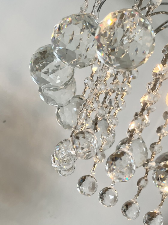 Image 1 of Set van 3 gemerkte SWAROVSKI STRASS kroonluchters hanglampen chrome vintage