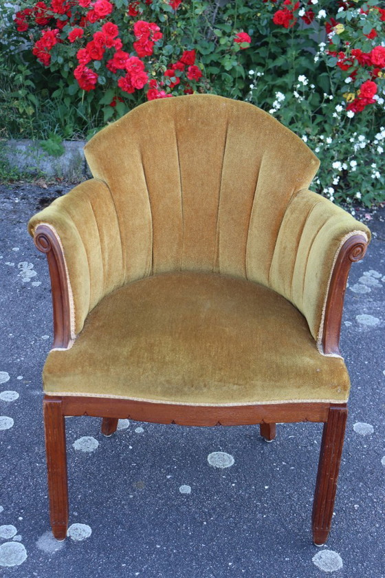 Image 1 of Art Deco corduroy fauteuil