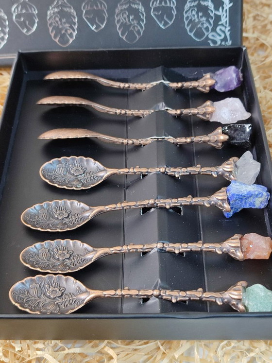 Image 1 of 7 cucharillas pequeñas con piedras esotéricas
