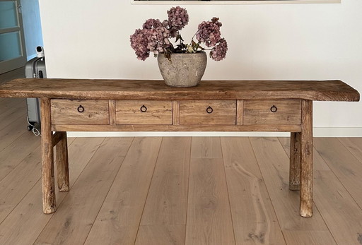 Table d'appoint en bois avec 4 tiroirs