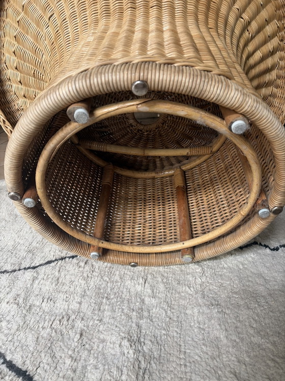 Sedia vintage in vimini Eiermann optics E10 – Egon Eiermann Von Murmann, Poltrone, Rattan, Wicker (photo 10 of 10)