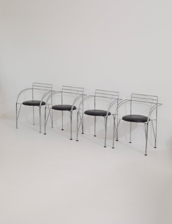 Image 1 of 4 sedie/poltroncine cromate "Lune d'Argent" di Pascal Mourgue per Fermob, vintage circa 1985