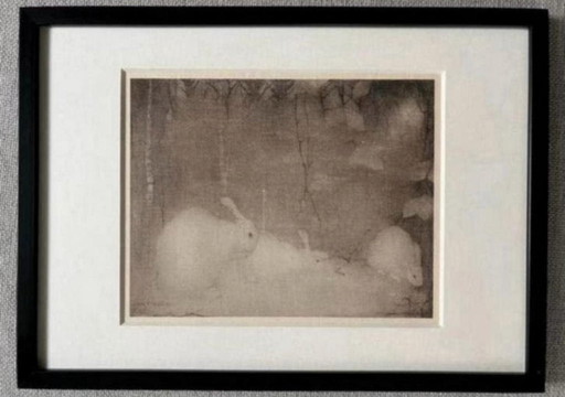 Jan Mankes 1889-1920 / Eliogravura Conigli in una foresta autunnale 1923