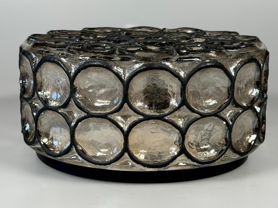 Image 1 of Lámpara de techo de los años 60/70, Plafoniere, Glashütte Limburg, Alemania, vidrio y metal.