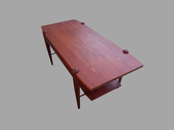 Image 1 of Louis van Teeffelen salontafel, model 44 — teak, omkeerbaar blad, Wébé jaren 60