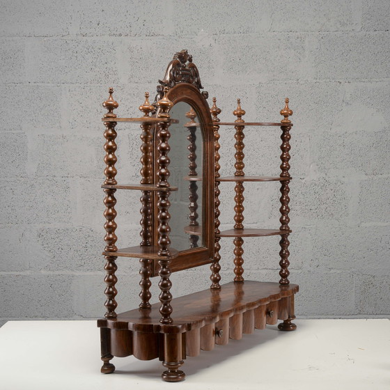 Étagère da toeletta con ripiani, colonne tornite e specchio inclinabile – Tolette, Legno (photo 6 of 8)