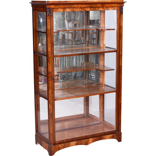 Vitrine Vintage Biedermeier en noyer et épicéa massif, années 1830