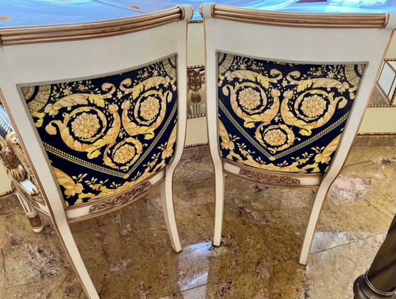 Original Gianni Versace Home Sessel Set 2 Stühle + Design Beistelltisch – Cotton, Wood (photo 11 of 15)